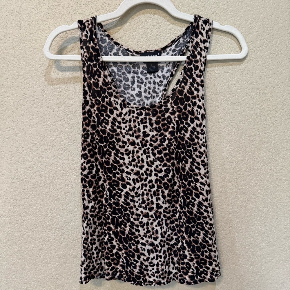 Y2K Wet Seal Leopard Print Racerback Tank Top | Size Large